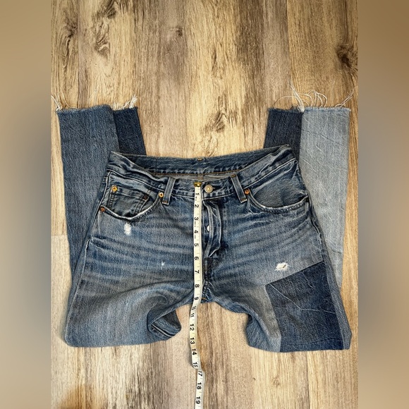 Levi's 501 Straight Leg Button Fly Jeans Patchwork Raw Size 27 - Picture 7 of 9